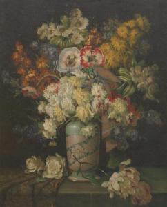 VOISARD J 1800-1900,Still life with flowers in a vase.,Aspire Auction US 2020-05-02