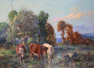 VOISARD MARGERIE Adrien Gabriel 1867-1954,Vaches à l'abreuvoir,1924,Bayeux Encheres FR 2023-12-10