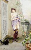 VOISINOT S 1800-1800,Femme en négligé mauve au balcon,1887,Mercier & Cie FR 2012-02-12