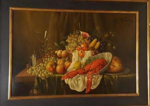 VOKOS Nikolaos 1861-1902,Fruits et homard,Rossini FR 2020-09-16