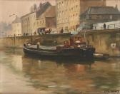 VOLCKAERT Piet 1902-1973,Péniches à quai à Bruxelles,Horta BE 2015-04-20