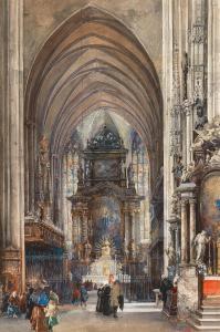 VOLKEL Reinhol,The interior of Saint Stephen with the high altar ,1898,Palais Dorotheum 2022-09-28