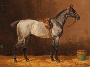 VOLKERS Emil 1831-1905,A saddled horse in a stable,1903,Palais Dorotheum AT 2024-02-21