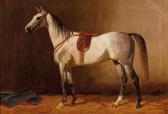 VOLKERS Emil 1831-1905,A Saddled White Horse in a Stable,1903,Palais Dorotheum AT 2021-09-15
