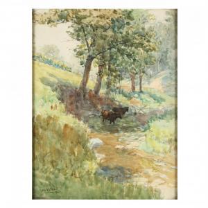 VOLKERT Edward Charles 1871-1935,Cows Watering,1909,Leland Little US 2019-09-21