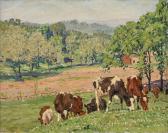 VOLKERT Edward Charles 1871-1935,Dairy Cows in Pasture with Farmhouse,Simpson Galleries 2020-02-15