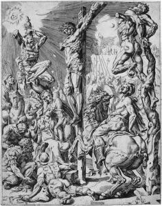 VOLKERTSZ COORNHERT Dirk 1519-1590,Christus am Kreuz,1548,Galerie Bassenge DE 2019-05-29