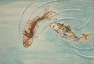 volkoff gabriel 1938,A study of Koi Carp swimming,Christie's GB 2009-06-02