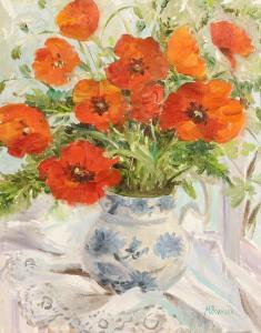 VOLKOVA Maria 1927,Poppies In A Blue And White Jug,John Nicholson GB 2020-11-04