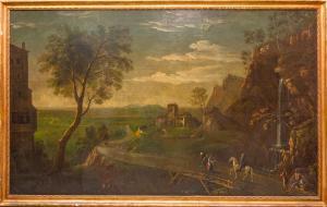 VOLLERDT Johann Christian,Paesaggio di campagna, probabilmente Italiano, con,Trionfante 2023-11-24