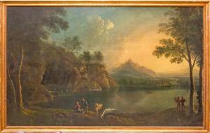 VOLLERDT Johann Christian,Paesaggio lacustre, probabilmente Italiano, con pa,Trionfante 2023-11-24