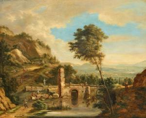 VOLLERDT Johann Christian 1708-1769,Panoramic Mountain Landscape with a Bridge,Lempertz 2022-11-19