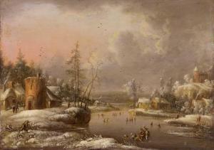 VOLLERDT Johann Christian 1708-1769,WINTERLANDSCHAFT MIT EISVERGNÜGEN,Lempertz DE 2011-11-19