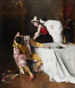 VOLLON Alexis 1865-1945,Scène de carnaval: Pierrot, Colombine et Polichine,1896,Sotheby's 2024-02-02