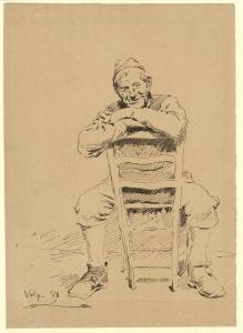 VOLPE Vincenzo 1855-1929,Anziano a braccia conserte su una sedia,Gliubich Casa d'Aste IT 2023-12-19