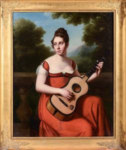 VOLPELIERE L.P. Julie 1785-1842,Ritratto di gentildonna che suona una chitarra,Cambi IT 2020-10-15