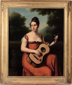 VOLPELIERE L.P. Julie 1785-1842,Ritratto di gentildonna che suona una chitarra,Cambi IT 2021-05-19
