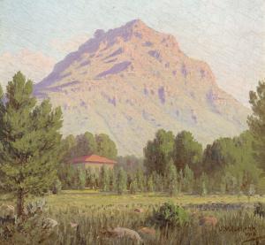 VOLSCHENK Jan Ernst Abraham 1853-1936,The Stellenbosch Mountain,1918,Strauss Co. ZA 2024-03-11