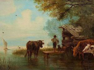 VOLTZ Friedrich Johann 1817-1886,Cattle at the Lakeside,Auctionata DE 2014-04-10
