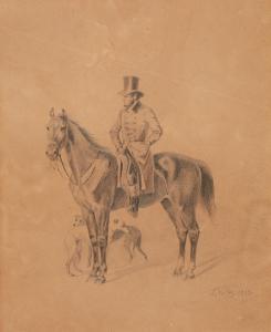 VOLTZ Ludwig Gustav 1825-1911,A Man on Horseback with Two Dogs,1863,Lempertz DE 2021-11-20