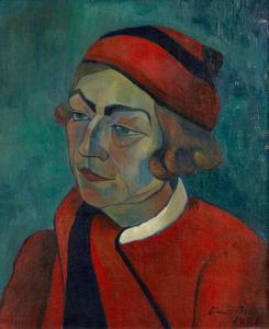 VOM RATH Hanna Bekker 1893-1983,FRAUENPORTRAIT MIT MÜTZE,1936,Hampel DE 2015-12-10