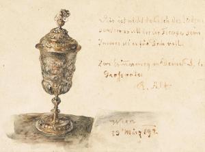 VON ALT RUDOLPH 1812-1905,Study of a chalice, with a legend,1892,Palais Dorotheum AT 2024-03-28