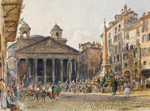 VON ALT RUDOLPH 1812-1905,"The Pantheon and the Piazza della Rotondo in,1882,im Kinsky Auktionshaus 2010-11-09