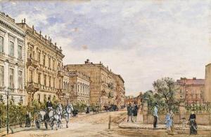 VON ALT RUDOLPH 1812-1905,"View on the Reisnerstraße with the Rennweg a,1880,im Kinsky Auktionshaus 2010-11-09