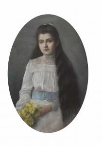 von ANGELI Heinrich, Baron 1840-1925,Porträt eines vornehmen Mädchens in weißem Kl,Palais Dorotheum 2019-11-19