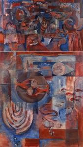 von APPEN Karl 1900-1981,Komposition mit Fischen abstrahierte Darstellung v,1930,Mehlis 2021-08-26