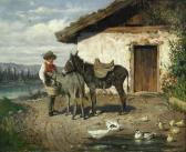 VON BARNRODE ROBERT SCHUSTER 1845-1894,Italian Alpine scene with a young peasant boy ,1874,Cheffins 2016-11-30