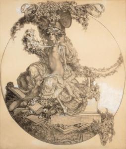 von BAYROS Franz 1866-1924,La lecture indiscrète ; projet d,Artcurial | Briest - Poulain - F. Tajan 2024-03-20