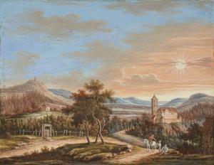 von BEMMEL Karl Sebastian 1743-1796,Hügelige Landschaft mit Kapelle ,Schmidt Kunstauktionen Dresden 2024-03-02