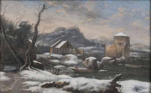 von BEMMEL Peter 1685-1754,Winter by the River,Stahl DE 2018-04-28