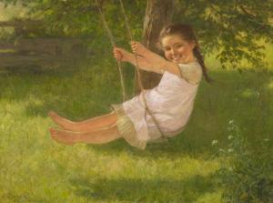 von BERGEN Carl 1853-1933,Girl on the Swing,Van Ham DE 2021-11-18