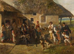 von BERRES Joseph I,Showman with trained dogs in a village,im Kinsky Auktionshaus 2021-07-06