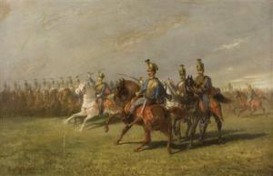 VON BESENVAL Leopold 1812-1889,Preußische Husaren zu Pferd in Galizien mit Fü,1500,Palais Dorotheum 2016-11-17