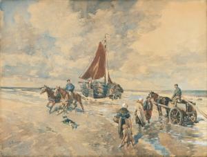 von BOCHMANN Gregor 1850-1930,Fishermen on the Beach,Stahl DE 2023-06-23