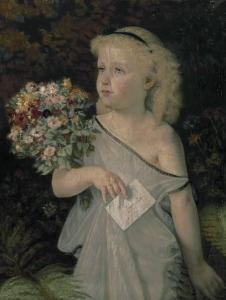 von BOHN Guerman 1812-1899,Portrait eines blonden Mädchens mit Blumenstrauß u,Zeller DE 2004-05-06