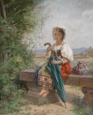 von BOHN Guerman,Roman Girl Resting in a Landscape in the Campagna,1869,Palais Dorotheum 2014-04-08
