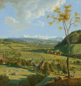von BONSTETTEN Abraham Sigmund 1796-1879,View of the Bernese Alps near Sinnerin,1827,Galerie Koller 2015-06-26