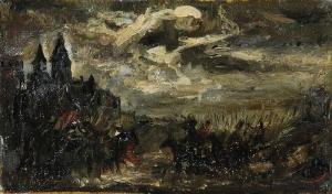 VON BRANDT Jozef 1841-1915,Szkic do obrazu „Czarniecki pod Koldyngą\” [Nokturn,Rempex PL 2019-03-20