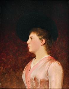 Von BROZIK Wenceslas Václav 1851-1901,A Lady in Profile with a Black Hat,Palais Dorotheum 2023-10-24
