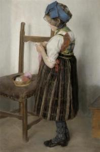 VON CONRING AUGUST 1865-1920,Girl knitting,1895,Galerie Koller CH 2009-09-14