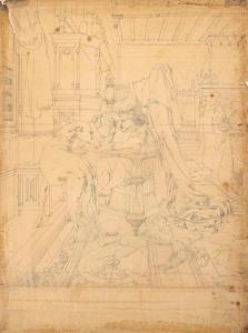 von CORNELIUS Peter,Neogotisches Interieur mit Kind und vom Teller ess,Palais Dorotheum 2023-04-05