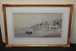 von CRAMM Helga 1878-1901,Italian Riviera coastal view, fishing boat in th,19th century,Henry Adams 2021-06-10