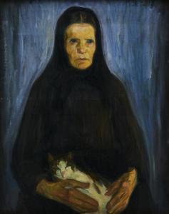 VON DARDEL Nils 1888-1943,Gumman med katten,Uppsala Auction SE 2023-05-10