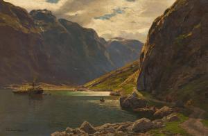 von ECKENBRECHER Themistokles Karl P 1842-1921,Dampschiffe im Fjord,1918,Van Ham DE 2024-01-30