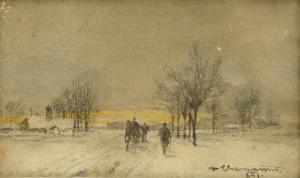 von Ehrmanns Theodor Freiherr 1843-1923,Horse Drawn Sleigh in Winter La,1989,David Duggleby Limited 2020-07-17