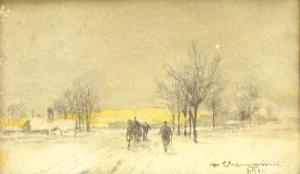 von Ehrmanns Theodor Freiherr 1843-1923,Horse Drawn Sleigh in Winter La,1891,David Duggleby Limited 2020-03-06